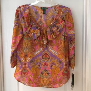 Ralph Lauren ruffle collar blouse, S (with tag)